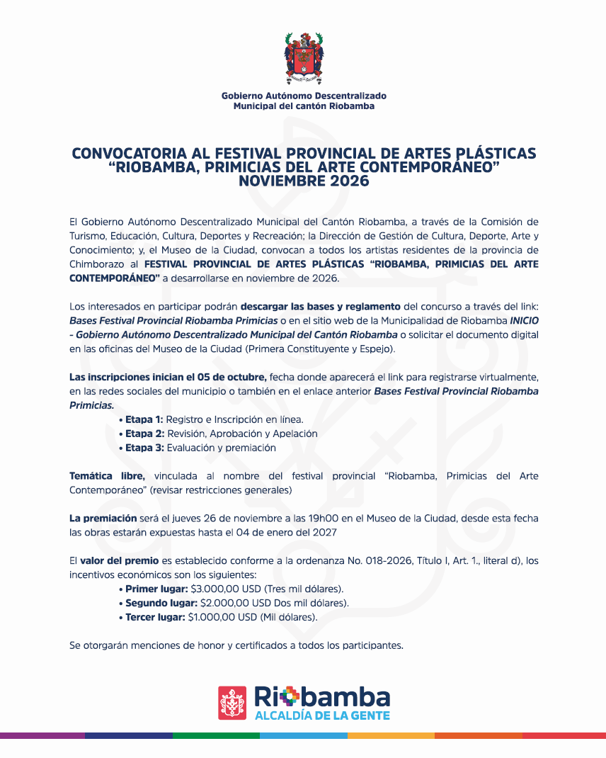 CONCURSO - Riobamba, Primicias del Arte Contemporáneo