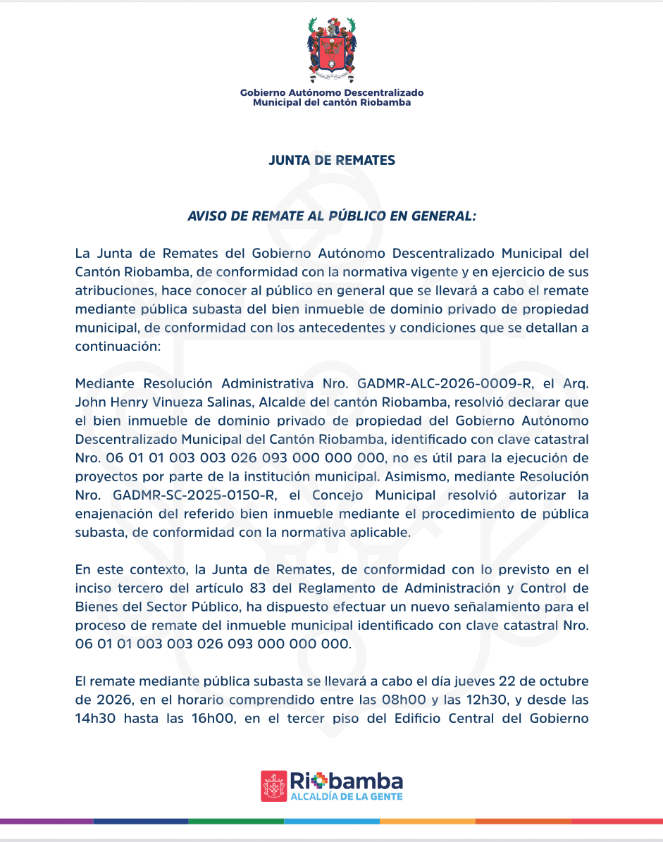 COMUNICADO - Junta de Remates de redes